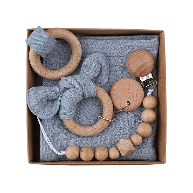 Baby Bath Toy Set Wooden Rattle