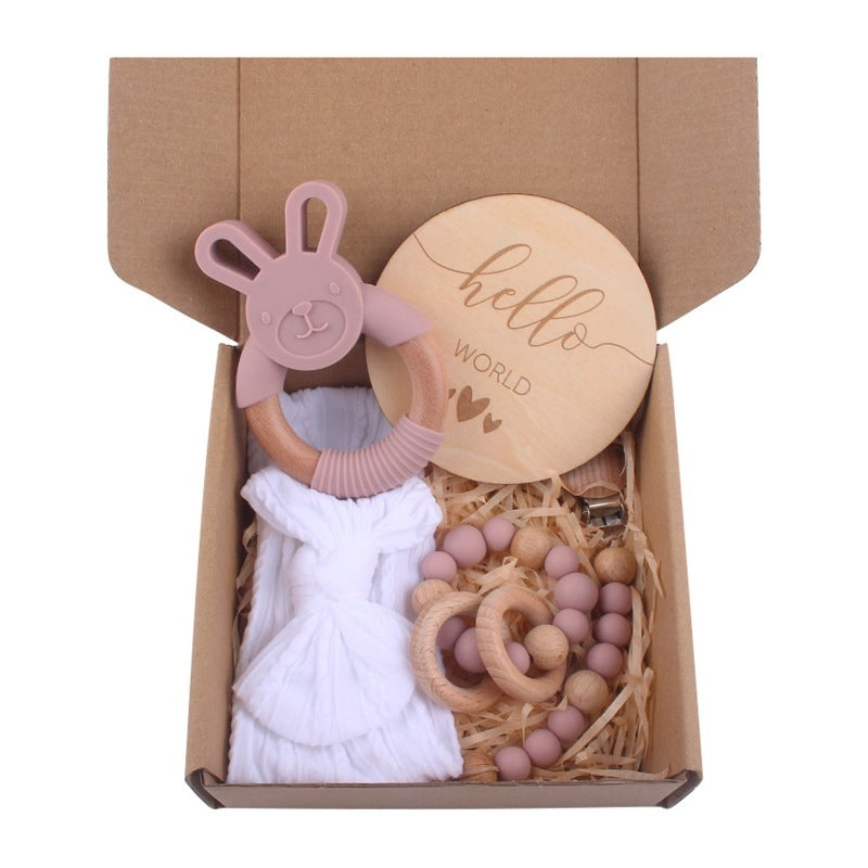 Baby Bath Toy Set Wooden Rattle