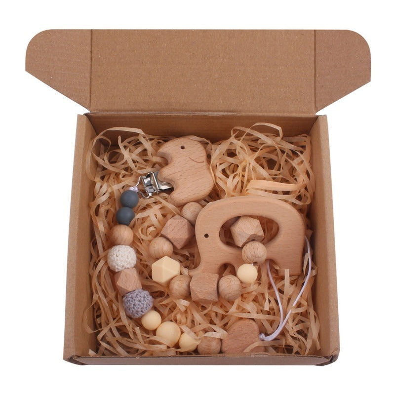 Baby Bath Toy Set Wooden Rattle