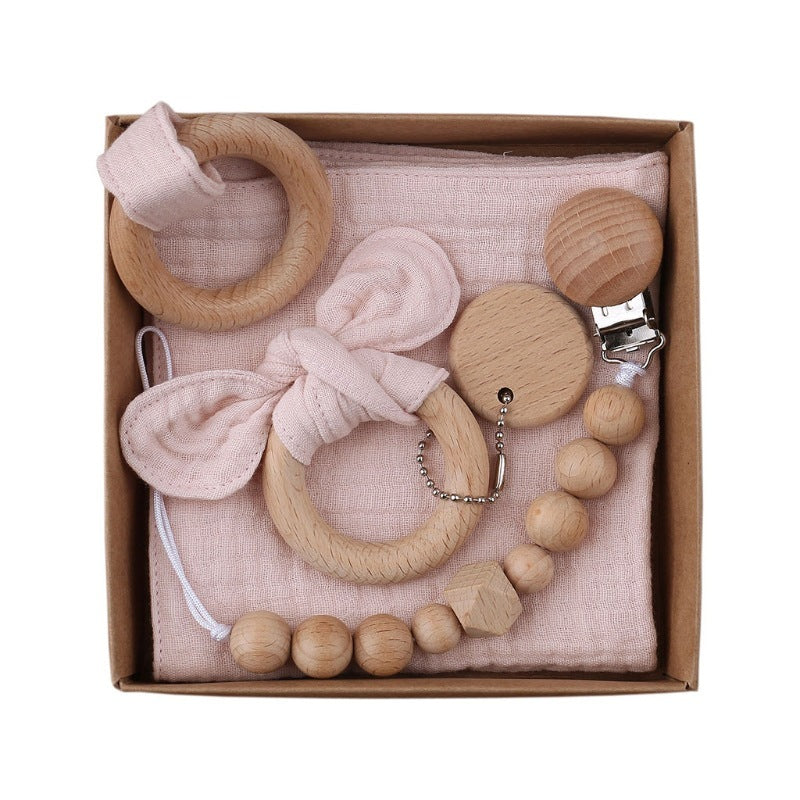 Baby Bath Toy Set Wooden Rattle