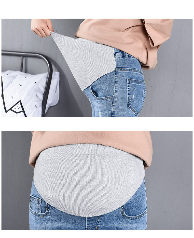 Maternity Jeans Nine-point Pencil Elastic Outer Wear