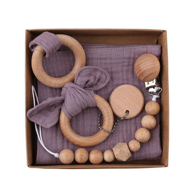 Baby Bath Toy Set Wooden Rattle