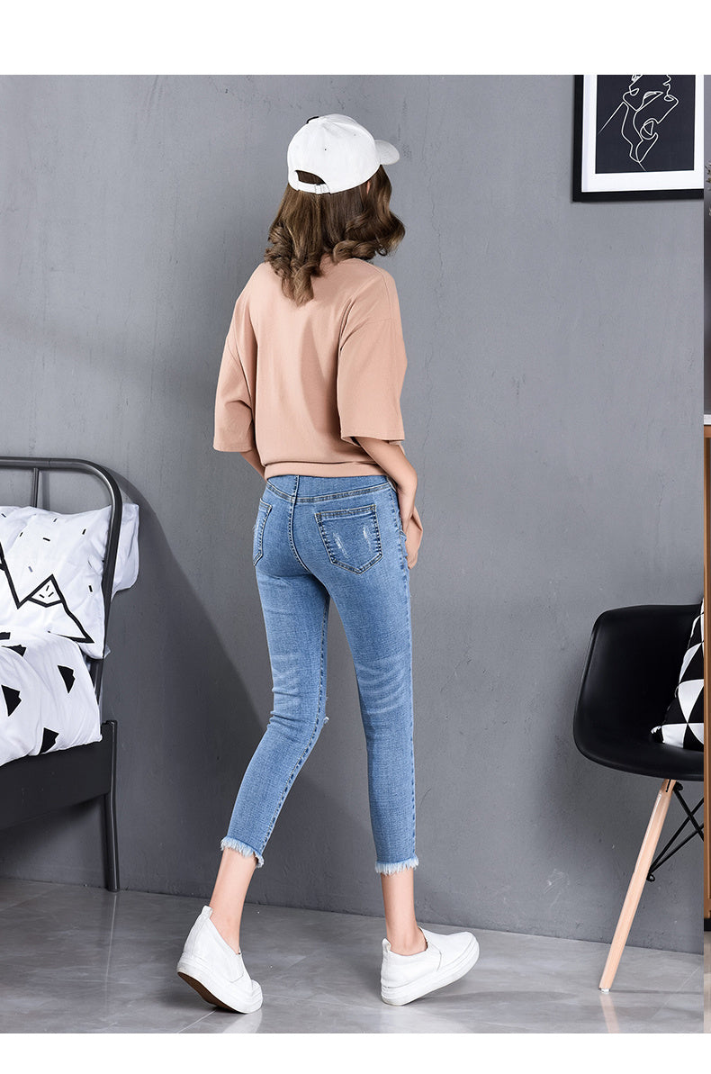 Maternity Jeans Nine-point Pencil Elastic Outer Wear