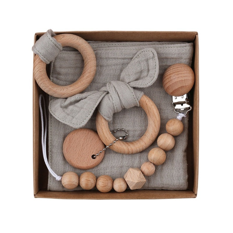 Baby Bath Toy Set Wooden Rattle