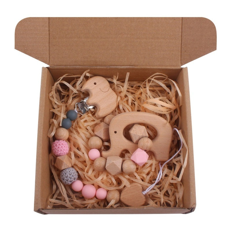 Baby Bath Toy Set Wooden Rattle