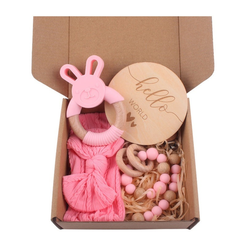 Baby Bath Toy Set Wooden Rattle