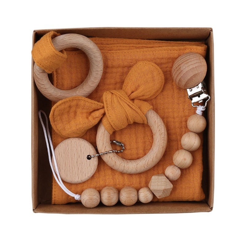 Baby Bath Toy Set Wooden Rattle