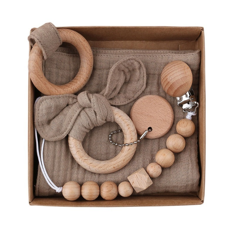 Baby Bath Toy Set Wooden Rattle