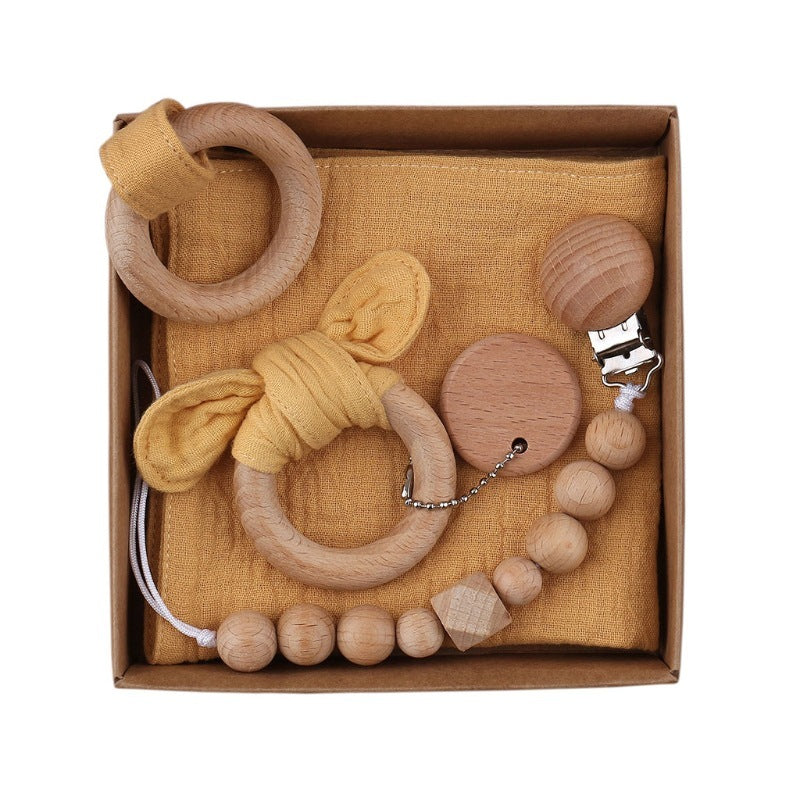 Baby Bath Toy Set Wooden Rattle