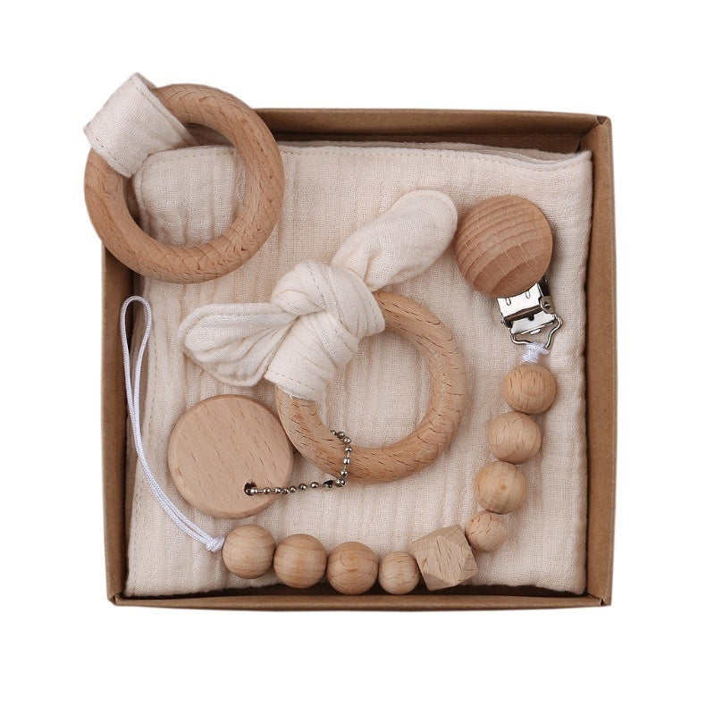 Baby Bath Toy Set Wooden Rattle
