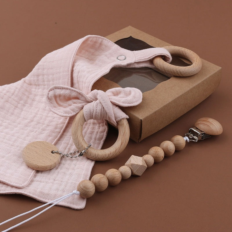Baby Bath Toy Set Wooden Rattle