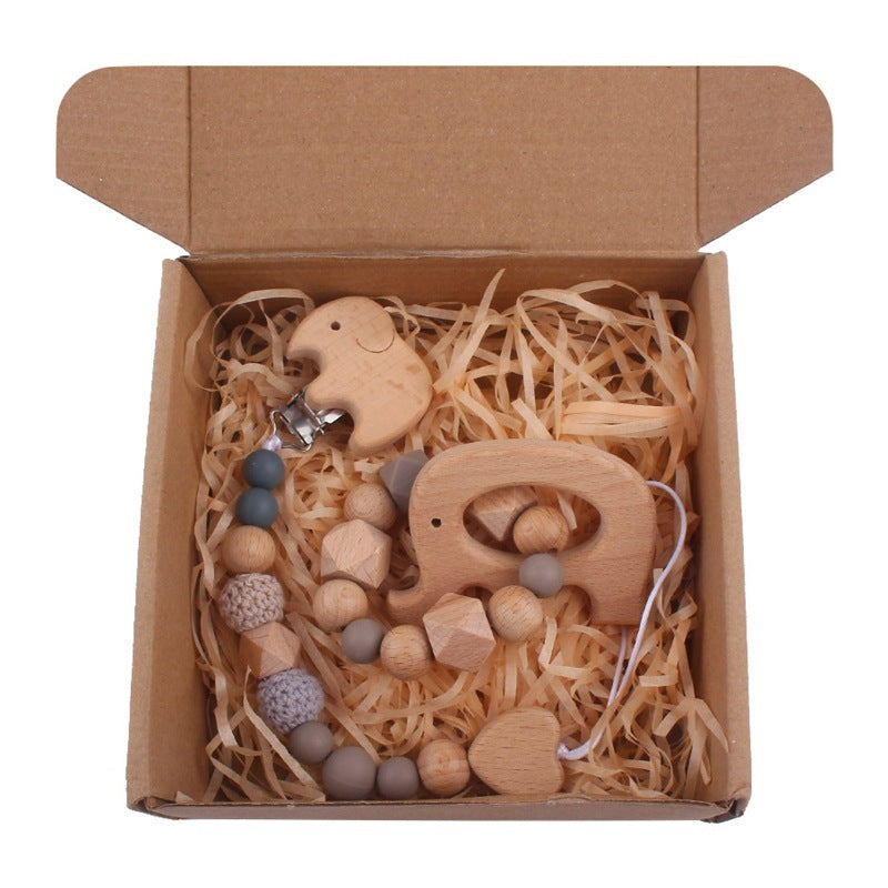 Baby Bath Toy Set Wooden Rattle