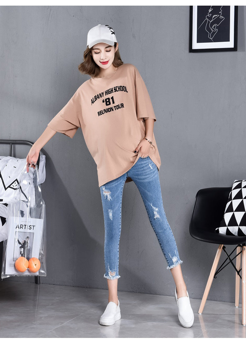 Maternity Jeans Nine-point Pencil Elastic Outer Wear