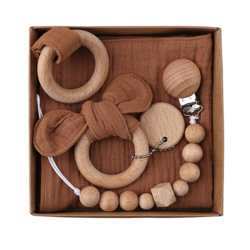 Baby Bath Toy Set Wooden Rattle