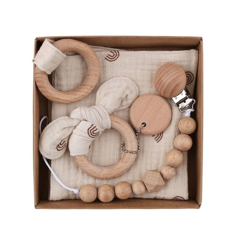 Baby Bath Toy Set Wooden Rattle