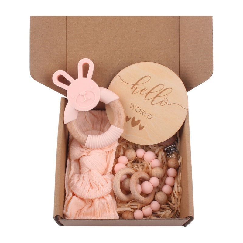 Baby Bath Toy Set Wooden Rattle