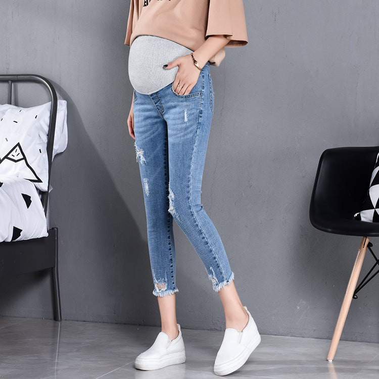 Maternity Jeans Nine-point Pencil Elastic Outer Wear
