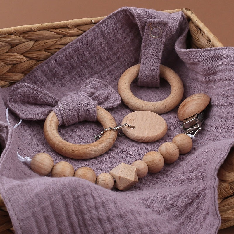 Baby Bath Toy Set Wooden Rattle