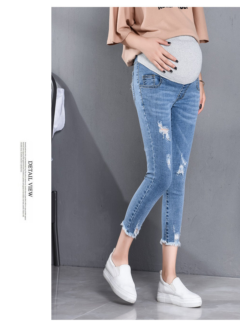 Maternity Jeans Nine-point Pencil Elastic Outer Wear